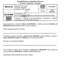 Seanca konstituive e Kuvendit vazhdon nesër në orën 11:00 Seanca konstituive e Kuvendit vazhdon nesër në orën 11:00