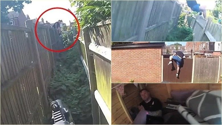 U kap në një kasolle, pamje që tregojnë bosin e bandës së kokainës në Britani që ikën nëpër kopshte për t'i shpëtuar policisë U kap në një kasolle, pamje që tregojnë bosin e bandës së kokainës në Britani që ikën nëpër kopshte për t'i shpëtuar policisë