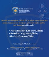 Rritet çmimi i benzinës, publikohen çmimet e reja të derivateve në Kosovë Rritet çmimi i benzinës, publikohen çmimet e reja të derivateve në Kosovë