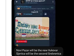 Kanali serb në Telegram kërcënon Novi Pazarin dhe Sjenicën: “Vukovari i ri” dhe “Srebrenica e dytë” Kanali serb në Telegram kërcënon Novi Pazarin dhe Sjenicën: “Vukovari i ri” dhe “Srebrenica e dytë”