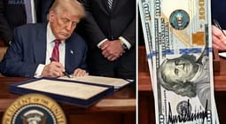 Nënshkrimi i Trumpit shfaqet në kartëmonedhën 100 dollarëshe të SHBA-së Nënshkrimi i Trumpit shfaqet në kartëmonedhën 100 dollarëshe të SHBA-së