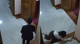 Momenti kur sekretarja e Kuvendit rrëzohet nga shkallët duke ndjekur Shehajn Momenti kur sekretarja e Kuvendit rrëzohet nga shkallët duke ndjekur Shehajn