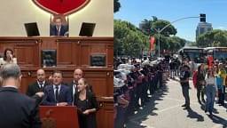 Tensione në Parlament, protestë dhe përplasje me Policinë jashtë Kuvendit – opozita bllokon foltoren, miratohet kalimi direkt në votim Tensione në Parlament, protestë dhe përplasje me Policinë jashtë Kuvendit – opozita bllokon foltoren, miratohet kalimi direkt në votim