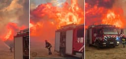 Pamje apokaliptike nga flakët në rrethinën e Tiranës, rrezikohen zjarrfikësit Pamje apokaliptike nga flakët në rrethinën e Tiranës, rrezikohen zjarrfikësit