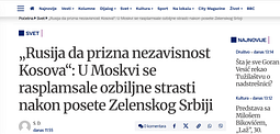 “Rusia ta njohë pavarësinë e Kosovës” – reagime të forta në Moskë pas vizitës së Zelenskyt në Serbi “Rusia ta njohë pavarësinë e Kosovës” – reagime të forta në Moskë pas vizitës së Zelenskyt në Serbi