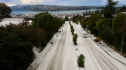 Reshjet e rralla të dëborës në kryeqytetin e Zelandës së Re , banorët bëjnë ski në rrugën më të pjerrët në botë Reshjet e rralla të dëborës në kryeqytetin e Zelandës së Re , banorët bëjnë ski në rrugën më të pjerrët në botë