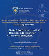 Shtrenjtimi i derivateve nuk ka të ndalur, MINTI publikon çmimet e reja të naftës dhe benzinës Shtrenjtimi i derivateve nuk ka të ndalur, MINTI publikon çmimet e reja të naftës dhe benzinës